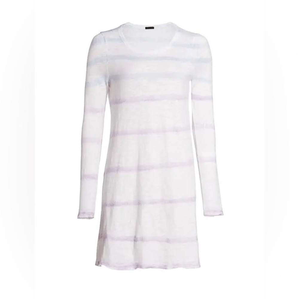 ATM ANTHONY THOMAS MELILLO Wo Tie Dye Striped Shirt Dress White coverup Sz M EUC